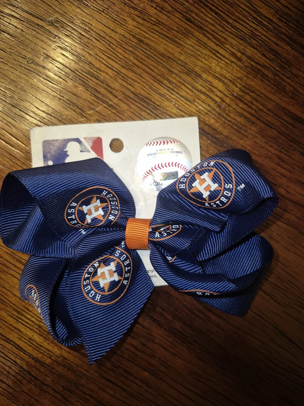 MLB Houston Astros Navy and Orange Team Hair Bow